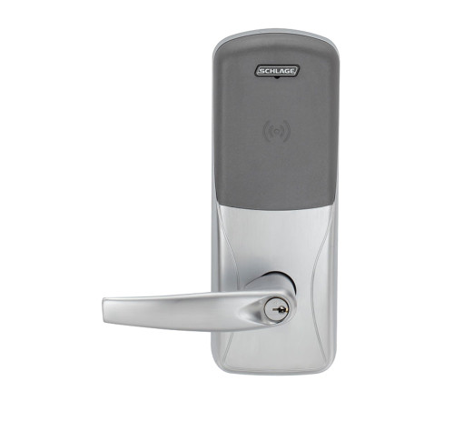 Schlage Electronics CO200993R70PRATH606BRR CO-200 Standalone Electronic Lock Rim/Concealed Exit Device Trim Classroom Function Proximity Reader Athens Style Lever SFIC Prep Satin Brass