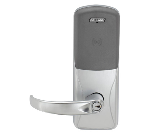 Schlage Electronics CO220993R75PRSPA626PR CO-220 Standalone Classroom Lockdown Solution w/FOB and Indicator Rim/Concealed Exit Device Trim Classroom Security Function Proximity Reader Spartan Style Lever With Schlage Standard Cylinder Satin Chrome