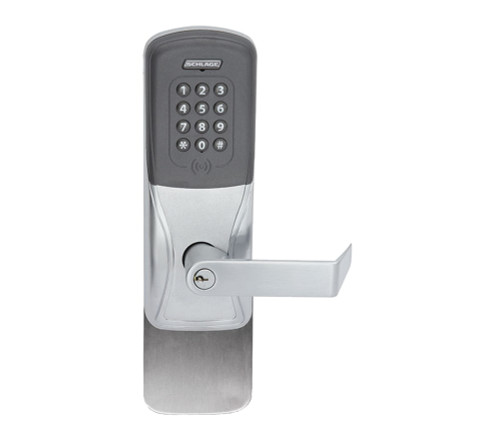 Schlage Electronics AD200993M70MTKRHO626JRR AD-200 Standalone Electronic Lock Mortise Exit Trim Classroom Function Multi-Technology Reader 125kHz and1356 MHz and Keypad Rhodes Style Lever FSIC Prep Satin Chrome