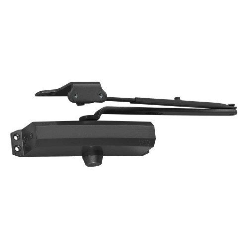 LCN 1250-Rw/PA 693 Grade 1 Regular Double Lever Surface Closer Hydraulic Tri Mount Push or Pull Side Mounting Double Lever Arm with PA Bracket with 180 Deg Swing Adjustable Backcheck No Cover Size 1 to 5 Black Painted Finish Non-Handed 1250-Rw/PA 693