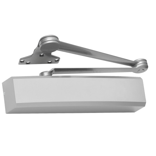 LCN 1450-EDA 689 FC Grade 1 Cast Aluminum Surface Mount Closer Size 1-6 Adjustable Extra Duty Double Lever Arm Non-Handed Full Plastic Cover Aluminum Painted Finish