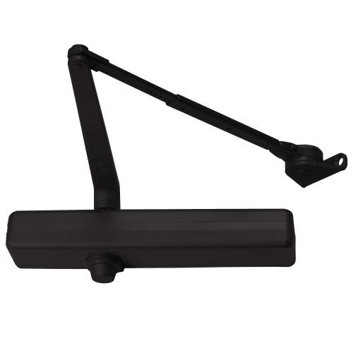 LCN 1461-H 693 DS Grade 1 Regular or Top Jamb Surface Closer Push or Pull Side Double Lever Arm Friction Hold Open Hold Open Designer Metal Cover 180 Deg Swing Black Painted Finish Non-Handed 1461-H 693 DS