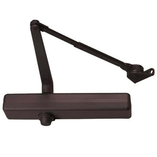LCN 1461-H 690 Grade 1 Regular or Top Jamb Surface Closer Push or Pull Side Double Lever Arm Friction Hold Open Hold Open Slim Plastic Cover 180 Deg Swing Statuary Bronze Finish Non-Handed 1461-H 690
