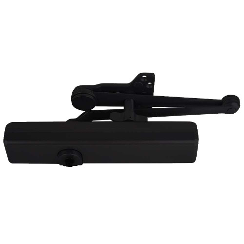 LCN 1461-HCUSH 693 Grade 1 Parallel Arm Surface Closer Push Side Parallel Arm Heavy Duty Stop and Friction Hold Hold Open Dead Stop Slim Plastic Cover 100 Deg Swing Cush-n-Stop Arm Black Painted Finish Non-Handed 1461-HCUSH 693