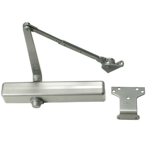 LCN 1461-Hw/PA 689 DEL Grade 1 Tri Mount Surface Closer Push or Pull Side Double Lever Arm Friction Hold Open Hold Open Slim Plastic Cover 180 Deg Swing With Parallel Arm Bracket Delayed Action Aluminum Painted Finish Non-Handed 1461-Hw/PA 689 DEL