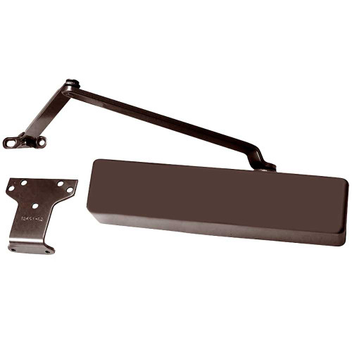 LCN 1461-RW/PA 695 DEL Grade 1 Tri Mount Surface Closer Push or Pull Side Double Lever Arm Regular Slim Plastic Cover 180 Deg Swing With Parallel Arm Bracket Delayed Action Dark Bronze Painted Finish Non-Handed 1461-RW/PA 695 DEL