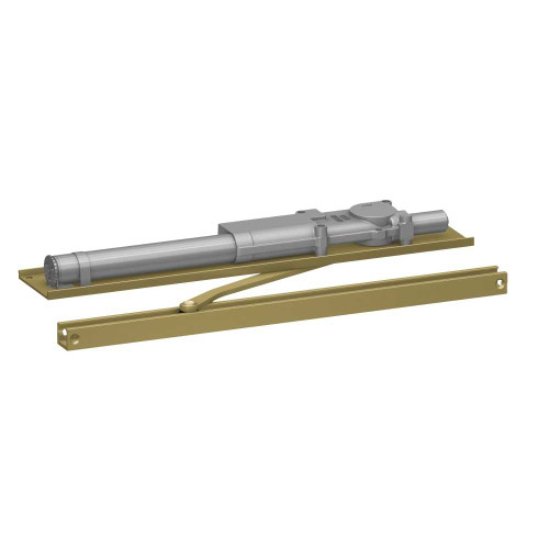 LCN 2033-STD RH 696 Grade 1 Standard Single Lever Overhead Concealed Closer Hydraulic Slide Track In Header Mounting Slide Track Arm 180 Deg Swing Adjustable Backcheck Size 3 Satin Brass Painted Finish Right-Handed 2033-STD RH 696