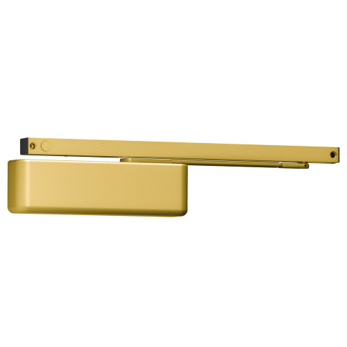 LCN 4040SE-STD 24V 696 Grade 1 Surface Door Closer Slide Track Arm Standard with Hold Open 110 Deg Hold Plastic Cover 24V Satin Brass Painted Finish Non-Handed