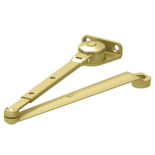 LCN 4040XP-3049 696 Hold Open Arm Mounts Pull Side or Top Jamb with Shallow Reveal Hold Open Adjustable Shoe Brass Finish Non-Handed