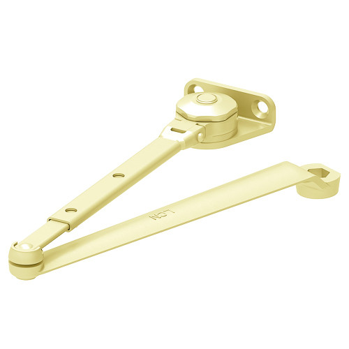LCN 4040XP-3049 632 Hold Open Arm Mounts Pull Side or Top Jamb with Shallow Reveal Hold Open Adjustable Shoe Bright Brass Finish Non-Handed