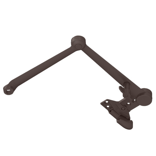 LCN 4040XP-3049SCNS 616 Spring Hold Open Cush Arm Features Solid Forged Steel Main Arm and Forearm with Spring Loaded Stop in the Soffit Shoe Handle Controls Hold Open Function Satin Bronze Blackened Satin Relieved Clear Coated Finish Non-Handed
