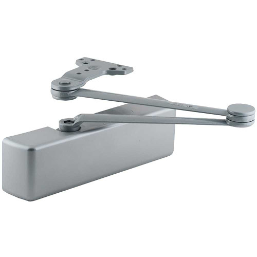 LCN 4040XP-CUSH RH 689 MC SRI Grade 1 Surface Door Closer Cush Arm Push Side Mounting 110 Degree Swing Adjustable Size 1 to 6 Set to 3 Metal Cover Special Rust Inhibitor Right-Handed Aluminum Painted Finish 4040XP-CUSH RH 689 MC SRI
