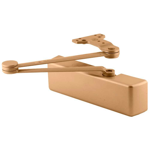 LCN 4040XP-CUSH RH 639 Grade 1 Surface Door Closer Cush Arm Push Side Mounting 110 Degree Swing Adjustable Size 1-6 Metal Cover Satin Bronze Clear Coated Finish Right-Handed 4040XP-CUSH RH 639