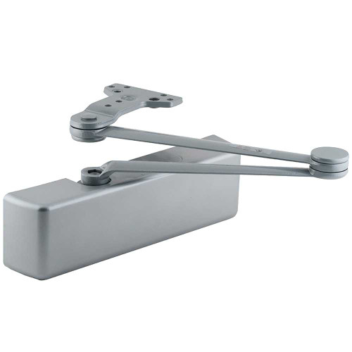 LCN 4040XP-CUSH RH 652 Grade 1 Surface Door Closer Cush Arm Push Side Mounting 110 Degree Swing Adjustable Size 1-6 Metal Cover Satin Chromium Plated Finish Right-Handed 4040XP-CUSH RH 652