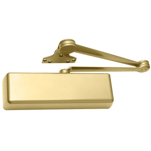 LCN 4040XP-EDA 696 Grade 1 Surface Door Closer Extra Duty Arm Push Side Mounting 180 Degree Swing Adjustable Size 1-6 Plastic Cover Satin Brass Painted Finish Non-Handed 4040XP-EDA 696