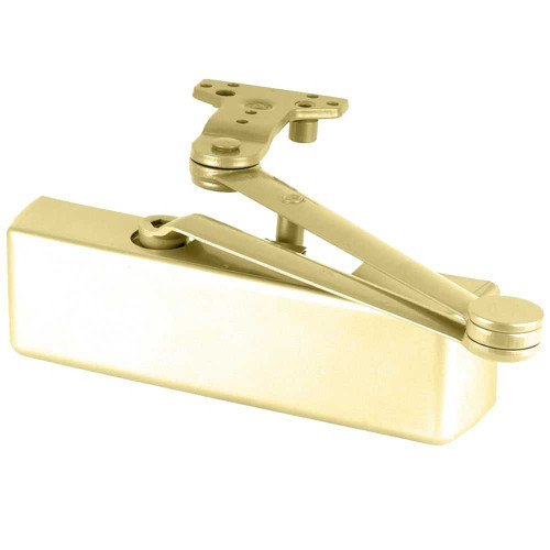LCN 4040XP-HCUSH LH 632 Grade 1 Surface Door Closer Hold Open Cush Arm Push Side Mounting 110 Degree Swing Adjustable Size 1-6 Metal Cover Bright Brass Finish Left-Handed 4040XP-HCUSH LH 632