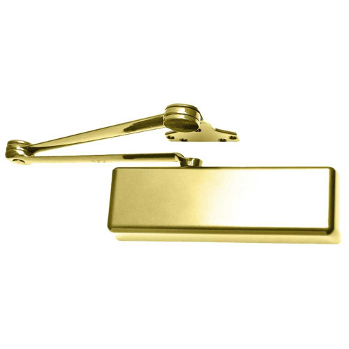 LCN 4040XP-HEDA RH 632 Grade 1 Surface Door Closer Hold Open Extra Duty Arm Push Side Mounting 180 Degree Swing Adjustable Size 1-6 Metal Cover Bright Brass Finish Right-Handed 4040XP-HEDA RH 632