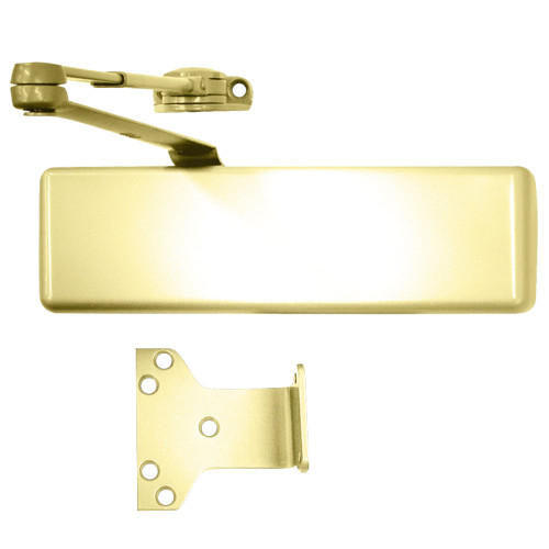 LCN 4040XP-Hw/PA RH 632 Grade 1 Surface Door Closer Hold Open Arm PA Shoe Push or Pull Side Mounting 120 Degree Swing Adjustable Size 1-6 Metal Cover Bright Brass Finish Right-Handed