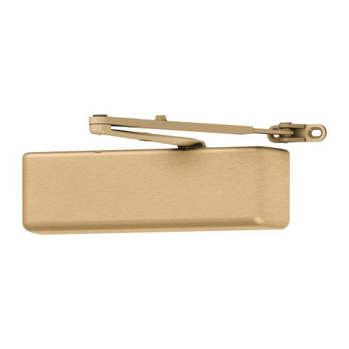 LCN 4040XP-REG LH 633 Grade 1 Surface Door Closer Regular Arm Push or Pull Side Mounting 120 Degree Swing Adjustable Size 1-6 Metal Cover Satin Brass Finish Left-Handed 4040XP-REG LH 633
