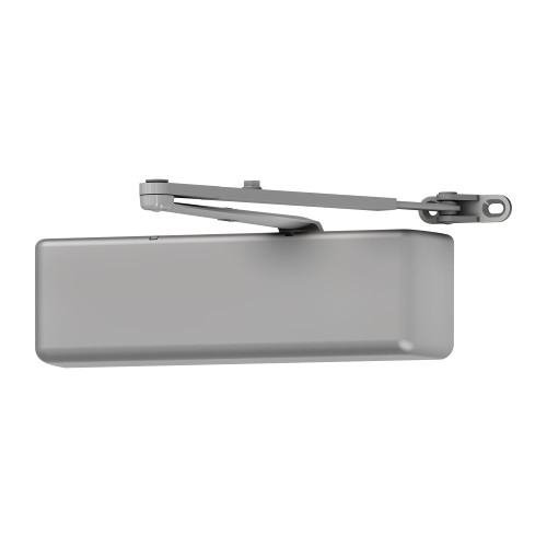 LCN 4040XP-XLONG 689 Grade 1 Surface Door Closer Extra Long Arm Push Side Mounting 120 Degree Swing Adjustable Size 1-6 Plastic Cover Aluminum Painted Finish Non-Handed