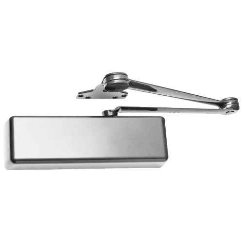 LCN 4041DEL-HEDA LH 689 Grade 1 Surface Door Closer Hold Open Extra Duty Arm Push Side Mounting 180 Degree Swing Adjustable Size 1-6 Plastic Cover Delayed Action Aluminum Painted Finish Left-Handed 4041DEL-HEDA LH 689
