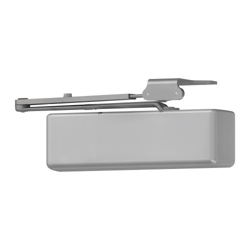 LCN 4041DEL-RW/PA LH 689 MC Grade 1 Surface Door Closer Regular Arm PA Shoe Push or Pull Side Mounting 120 Degree Swing Adjustable Size 1-6 Metal Cover Delayed Action Aluminum Painted Finish Left-Handed