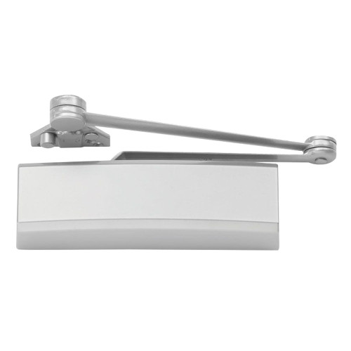 LCN 4050A-CUSH 689 SRI 4050A Series Grade 1 Door Closer Cush-N-Stop Arm Push Side Mounting 110 Degree Swing Adjustable Size 1 to 6 Set to 3 Plastic Cover Special Rust Inhibitor Non-Handed Aluminum Painted Finish