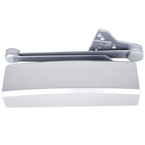 LCN 4050A-EDA 689 DEL 4050A Series Grade 1 Door Closer Extra Duty Arm Push Side Mounting Delayed Action 180 Degree Swing Adjustable Size 1 to 6 Set to 3 Plastic Cover Non-Handed Aluminum Painted Finish