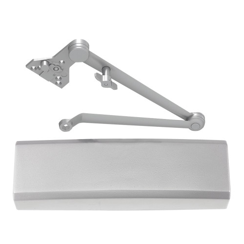 LCN 4050A-HCUSH 689 4050A Series Grade 1 Door Closer Hold Open Cush-N-Stop Arm Push Side Mounting 110 Degree Swing Adjustable Size 1 to 6 Set to 3 Plastic Cover Non-Handed Aluminum Painted Finish