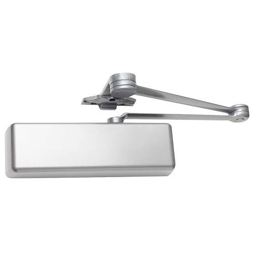 LCN 4111-CUSH LH 689 SRI Grade 1 Surface Door Closer Cush-N-Stop Arm Push Side Parallel Arm Mounting 110 Deg Swing Size 1 to 5 Full Plastic Cover Special Rust Inhibitor Aluminum Painted Finish Left-Handed 4111-CUSH LH 689 SRI