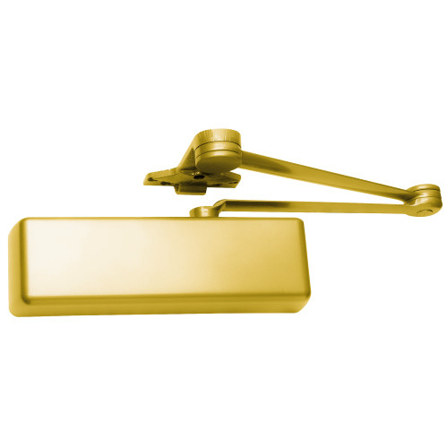 LCN 4111-CUSH RH 696 Grade 1 Surface Door Closer Cush-N-Stop Arm Push Side Parallel Arm Mounting 110 Deg Swing Size 1 to 5 Full Plastic Cover Satin Brass Finish Right-Handed