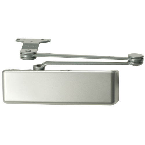 LCN 4111-EDA LH 689 DEL MC Grade 1 Surface Door Closer Extra Duty Arm Push Side Parallel Arm Mounting 180 Deg Swing Size 1 to 5 Full Metal Cover Delayed Action Aluminum Painted Finish Left-Handed