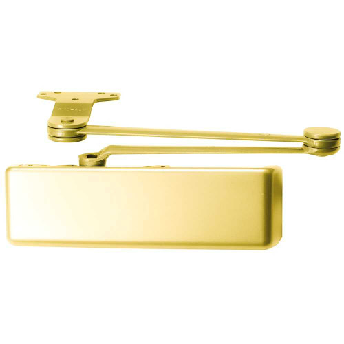 LCN 4111-EDA LH 632 Grade 1 Surface Door Closer Extra Duty Arm Push Side Parallel Arm Mounting 180 Deg Swing Size 1 to 5 Metal Cover Bright Brass Finish Left-Handed 4111-EDA LH 632