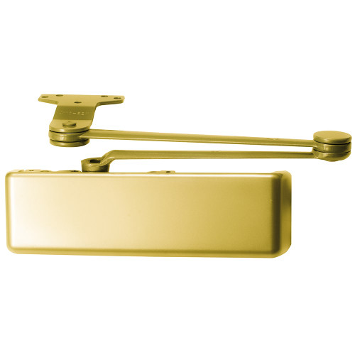 LCN 4111-EDAw/62G LH 696 Grade 1 Surface Door Closer Extra Duty Arm 62G Shoe Push Side Parallel Arm Mounting 180 Deg Swing Size 1 to 5 Full Plastic Cover Satin Brass Finish Left-Handed