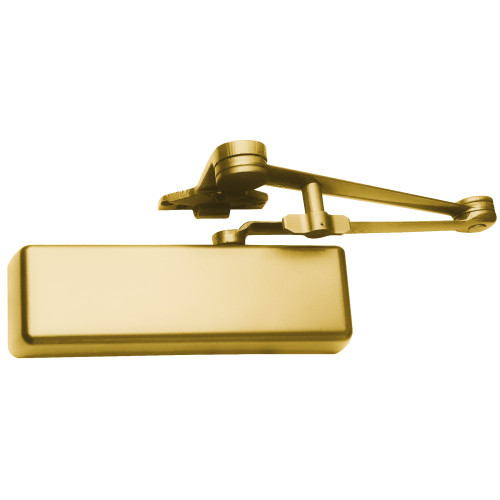 LCN 4111-HCUSH LH 696 Grade 1 Surface Door Closer Hold Open Cush-N-Stop Arm Push Side Parallel Arm Mounting 110 Deg Swing Size 1 to 5 Full Plastic Cover Satin Brass Finish Left-Handed