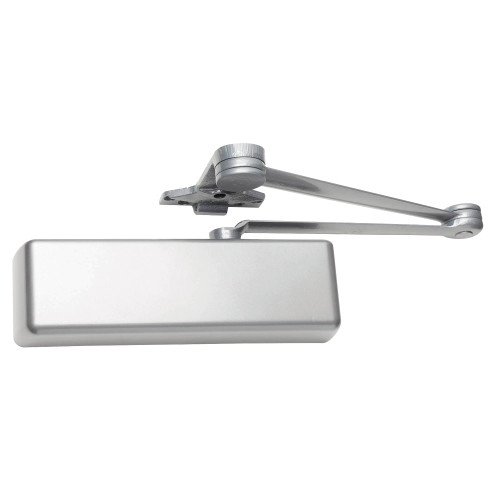 LCN 4111-SCUSH LH 689 MC Grade 1 Surface Door Closer Spring Cush-N-Stop Arm Push Side Parallel Arm Mounting 110 Deg Swing Size 1 to 5 Full Metal Cover Aluminum Painted Finish Left-Handed