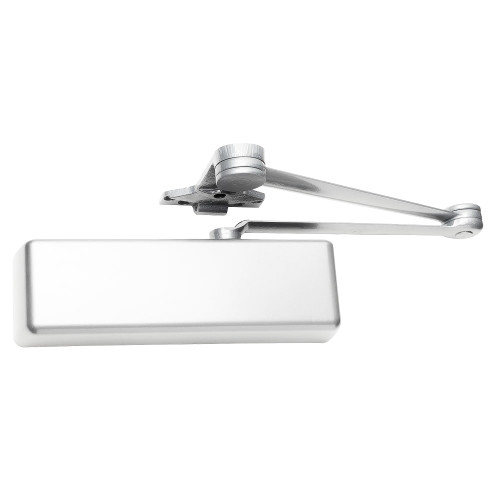 LCN 4111-SCUSH LH 651 Grade 1 Surface Door Closer Spring Cush-N-Stop Arm Push Side Parallel Arm Mounting 110 Deg Swing Size 1 to 5 Full Plastic Cover Bright Chrome Finish Left-Handed
