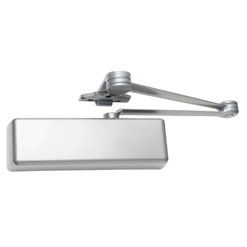LCN 4111-SCUSH RH 689 AVB SRI Grade 1 Surface Door Closer Spring Cush-N-Stop Arm Push Side Parallel Arm Mounting 110 Deg Swing Size 1 to 5 Full Plastic Cover Advanced Variable Backcheck Special Rust Inhibitor Aluminum Painted Finish Right-Handed 4111-SCUSH RH 689 AVB SRI