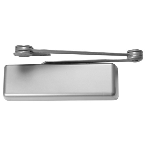 LCN 4116-EDA LH 689 AVB Grade 1 Surface Door Closer Extra Duty Arm Push Side Parallel Arm Mounting 110 Deg Swing Size 6 Full Plastic Cover Advanced Variable Backcheck Aluminum Painted Finish Left-Handed