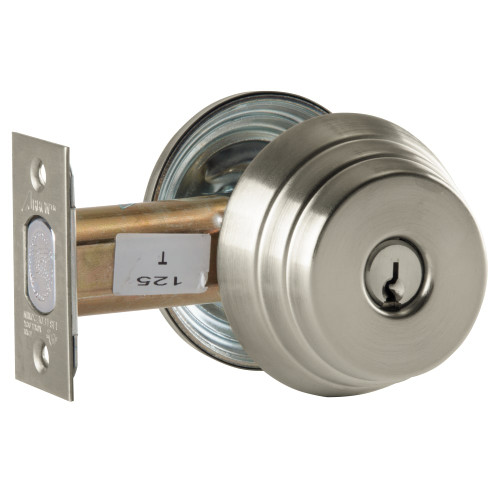 Arrow E61 15 CS Grade 2 Single Cylinder Deadlock Conventional Cylinder Satin Nickel Plated Clear Coated Finish Schlage C Keyway Field Reversible