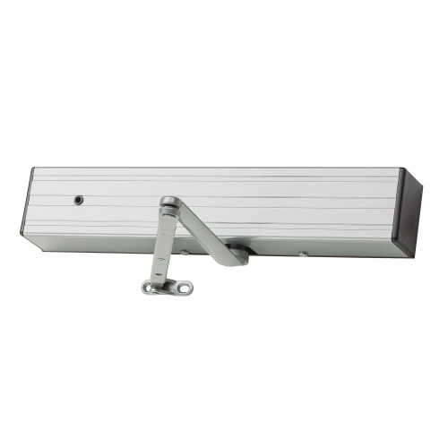 LCN 4414ME-REG/18G 120 LH 689 4410ME Series Grade 1 Door Closer Regular Arm with 18G Mounting Plate Push Side Mounting 120V 150 Degree Swing Size 4 Metal Cover Left-Handed Aluminum Painted Finish