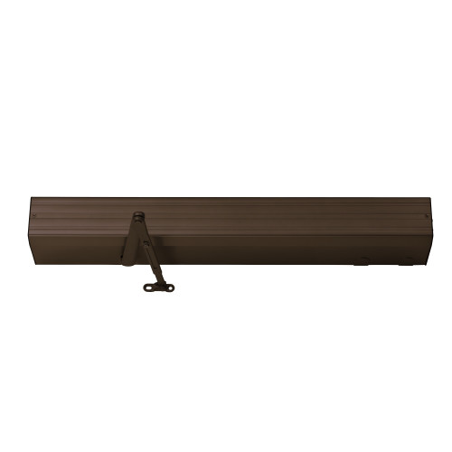 LCN 4642-LONG 695 Grade 1 Surface Mounted Electromechanical Benchmark Door Operator Double Lever Arm Long Push Side Mounted Top Jamb 36 - 54 Door 90 Deg Powered 100 Deg Manual Swing Machine and Wood Screws Dark Bronze Painted Finish 4642-LONG 695