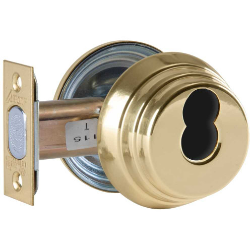 Arrow E61 3 IC Grade 2 Single Cylinder Deadlock SFIC Prep Less Core Bright Brass Finish Field Reversible E61 3 IC