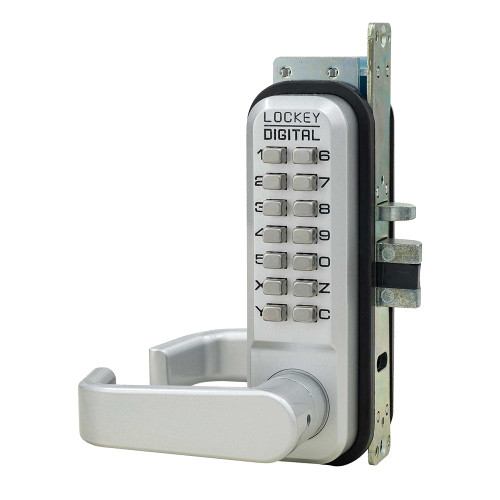 Lockey 2985SN Mechanical Keyless Narrow Stile Lever Lock Satin Nickle