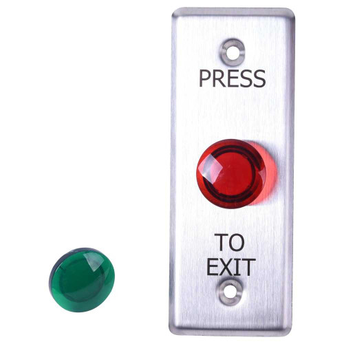 Locknetics IPB-300-N Pushbutton Mushroom 2 Lenses Spdt Narrow Stile Plate Satin Stainless Steel IPB-300-N