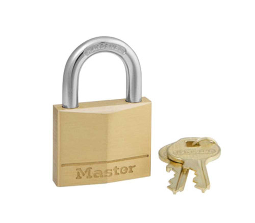 Master Lock Company 140D 1-9/16 In Wide Solid Brass Body Hardened Steel Shackle 4-Pin Cylinder 140D