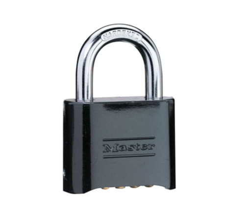 Master Lock Company 178BLK Set-Your-Own 4-Digit Combination 2 In Wide Solid Body Hardened Steel Shackle Combination Change Key Included 178BLK