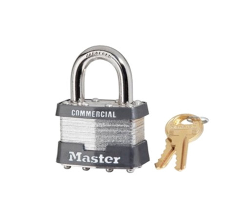 Master Lock Company 1D 1-3/4 In Wide Laminated Steel Body 15/16 In Tall 5/16 In Diameter Hardened Steel Shackle Non-Rekeyable 4 Pin Cylinder 