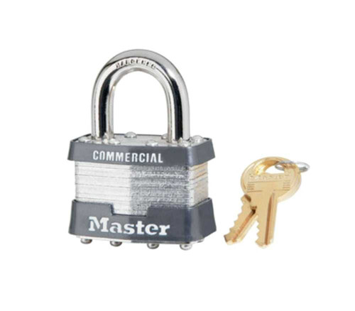 Master Lock Company 21KD 1-3/4 In Wide Laminated Steel Body 15/16 In Tall 5/16 In Diameter Hardened Steel Shackle Rekeyable 5-Pin W27 Cylinder 21KD