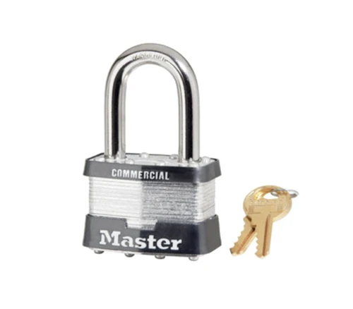 Master Lock Company 5KA A433 2 Wide Laminated Steel Body 1 Tall 3/8 Diameter Hardened Boron Alloy Shackle 4-Pin Cylinder Keyed Alike A433 5KA A433